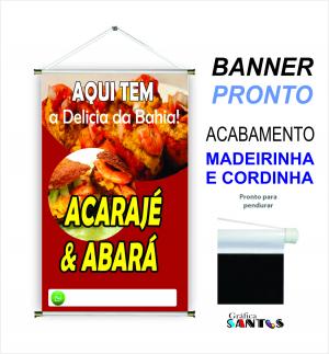 banner pronto tema:  ACARAJÉ - (REF 02) Lona 280g   Brilho Madeira e cordinha 