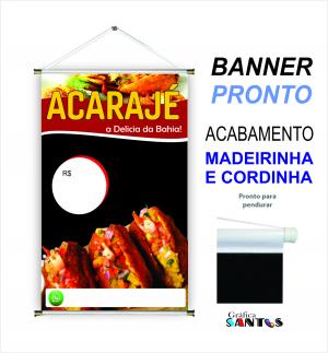 banner pronto tema:  ACARAJÉ - (REF 01) Lona 280g   Brilho Madeira e cordinha 
