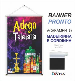 banner pronto tema: Adega e Tabacaria Lona 280g   Brilho Madeira e cordinha 