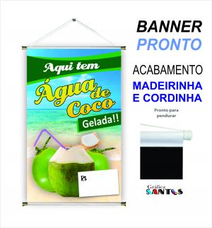 banner pronto tema: Água de Coco Lona 280g   Brilho Madeira e cordinha 