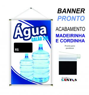 banner pronto tema:  Galão de Água Lona 280g   Brilho Madeira e cordinha 