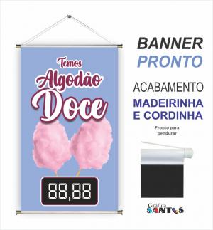 banner pronto tema:  Algodão Doce Lona 280g   Brilho Madeira e cordinha 