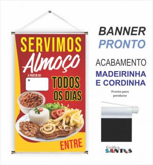banner pronto tema: Almoço Lona 280g   Brilho Madeira e cordinha 