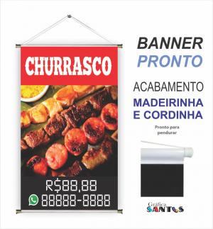 banner pronto tema:  Churrasco Lona 280g   Brilho Madeira e cordinha 