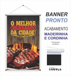 banner pronto tema:  Churrasco Lona 280g   Brilho Madeira e cordinha 