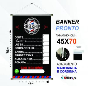 banner pronto tema:  Barbeiro Lona 280g   Brilho Madeira e cordinha 