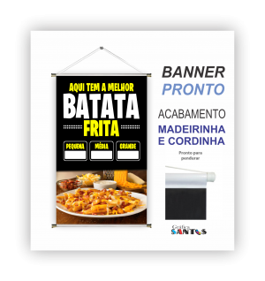 banner pronto tema: Batata Frita Lona 280g   Brilho Madeira e cordinha 