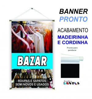 banner pronto tema: Bazar Lona 280g   Brilho Madeira e cordinha 