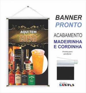 banner pronto tema: Bebidas - Copão Lona 280g   Brilho Madeira e cordinha 