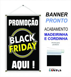banner pronto tema: Black Friday Lona 280g   Brilho Madeira e cordinha 
