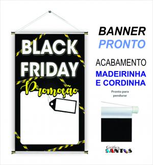 banner pronto tema: Black Friday Lona 280g   Brilho Madeira e cordinha 