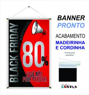 banner pronto tema: Black Friday Lona 280g   Brilho Madeira e cordinha 