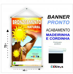 banner pronto tema: Bronzeamento Natural Lona 280g   Brilho Madeira e cordinha 