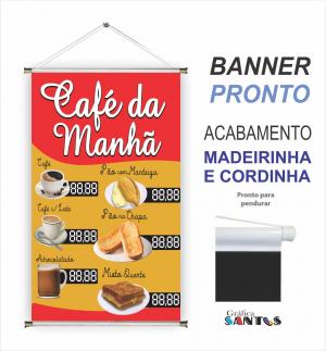 banner pronto tema: Café da Manhã Lona 280g   Brilho Madeira e cordinha 