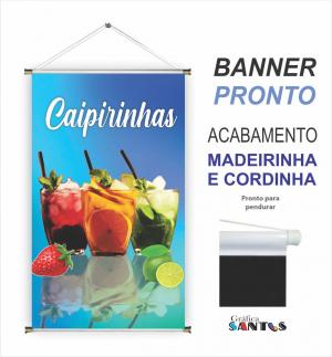 banner pronto tema: Caipirinhas Lona 280g   Brilho Madeira e cordinha 