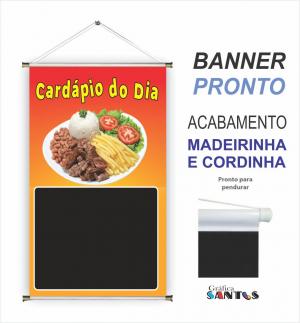 banner pronto tema: Cardápio do Dia Lona 280g   Brilho Madeira e cordinha 