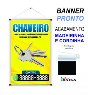 banner pronto tema: Chaveiro Lona 280g   Brilho Madeira e cordinha 