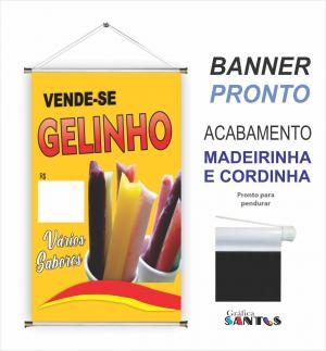 banner pronto tema:  Chup - Chup / Geladinho Lona 280g   Brilho Madeira e cordinha 