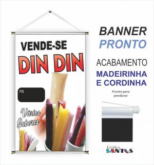 banner pronto tema:  Chup - Chup / Geladinho Lona 280g   Brilho Madeira e cordinha 