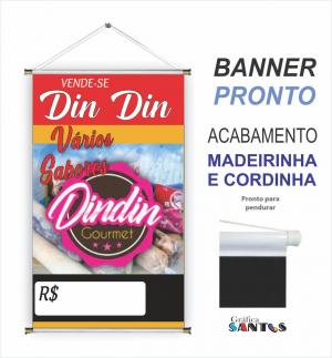 banner pronto tema:  Chup - Chup / Geladinho Lona 280g   Brilho Madeira e cordinha 