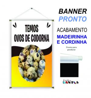 banner pronto tema: Codorna Lona 280g   Brilho Madeira e cordinha 