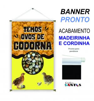 banner pronto tema: Codorna Lona 280g   Brilho Madeira e cordinha 
