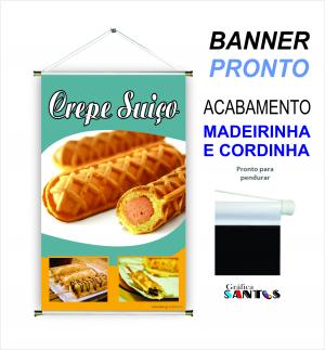 banner pronto tema: Crepe Suíço Lona 280g   Brilho Madeira e cordinha 