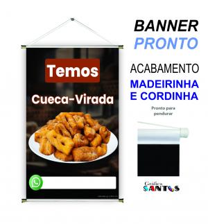 banner pronto tema: Cueca Virada Lona 280g   Brilho Madeira e cordinha 