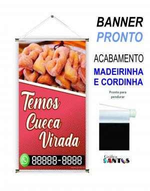 banner pronto tema: Cueca Virada Lona 280g   Brilho Madeira e cordinha 