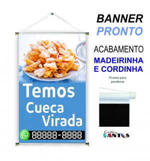 banner pronto tema: Cueca Virada Lona 280g   Brilho Madeira e cordinha 
