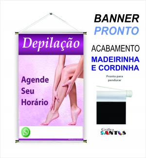 banner pronto tema: Depilação Lona 280g   Brilho Madeira e cordinha 