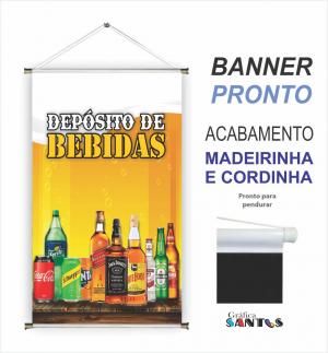 banner pronto tema: Depósito de Bebidas Lona 280g   Brilho Madeira e cordinha 