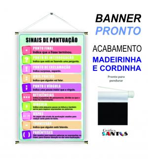 banner pronto tema: Escolar - Sinais Lona 280g   Brilho Madeira e cordinha 