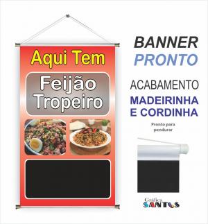banner pronto tema: Feijão Tropeiro Lona 280g   Brilho Madeira e cordinha 