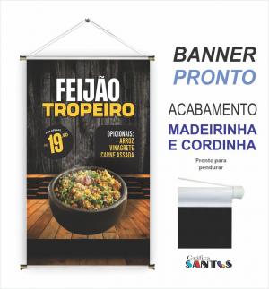 banner pronto tema: Feijão Tropeiro Lona 280g   Brilho Madeira e cordinha 