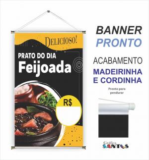 banner pronto tema: Feijoada Lona 280g   Brilho Madeira e cordinha 