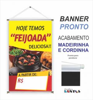 banner pronto tema: Feijoada Lona 280g   Brilho Madeira e cordinha 