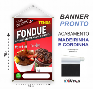 banner pronto tema: Fondue Lona 280g   Brilho Madeira e cordinha 