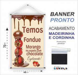 banner pronto tema: Fondue Lona 280g   Brilho Madeira e cordinha 