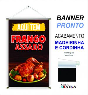 banner pronto tema:  Frango Assado Lona 280g   Brilho Madeira e cordinha 