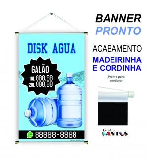 banner pronto tema:  Galão de Água Lona 280g   Brilho Madeira e cordinha 