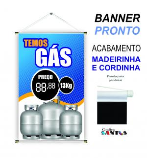 banner pronto tema:  Gás de Cozinha Lona 280g   Brilho Madeira e cordinha 