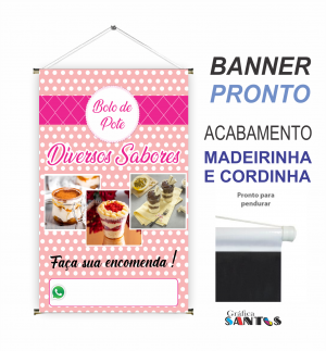 banner pronto tema:  Bolo de Pote Lona 280g   Brilho Madeira e cordinha 