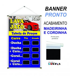 banner pronto tema: Lava Jato Lona 280g   Brilho Madeira e cordinha 