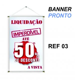 banner pronto tema: Liquidação Lona 280g   Brilho Madeira e cordinha 