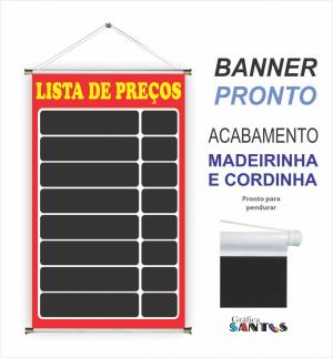 banner pronto tema:  Lista de Preços Lona 280g   Brilho Madeira e cordinha 
