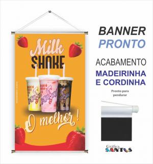 banner pronto tema:  Milk Shake Lona 280g   Brilho Madeira e cordinha 