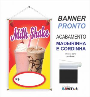 banner pronto tema:  Milk Shake Lona 280g   Brilho Madeira e cordinha 