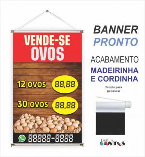 banner pronto tema: Ovo Branco Lona 280g   Brilho Madeira e cordinha 