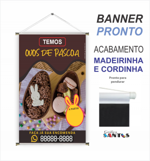 banner pronto tema:  Ovo De Páscoa Lona 280g   Brilho Madeira e cordinha 